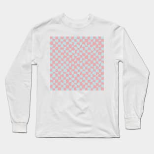 Warped Checkerboard, Pink and Blue Long Sleeve T-Shirt